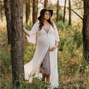 Breezy White Duster with Silver Buttons